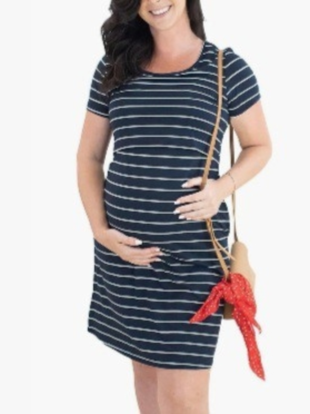 Kindred Bravely Bamboo Navy Striped Short Sleeve Maternity & Nursing Dress